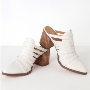 White bootie mules